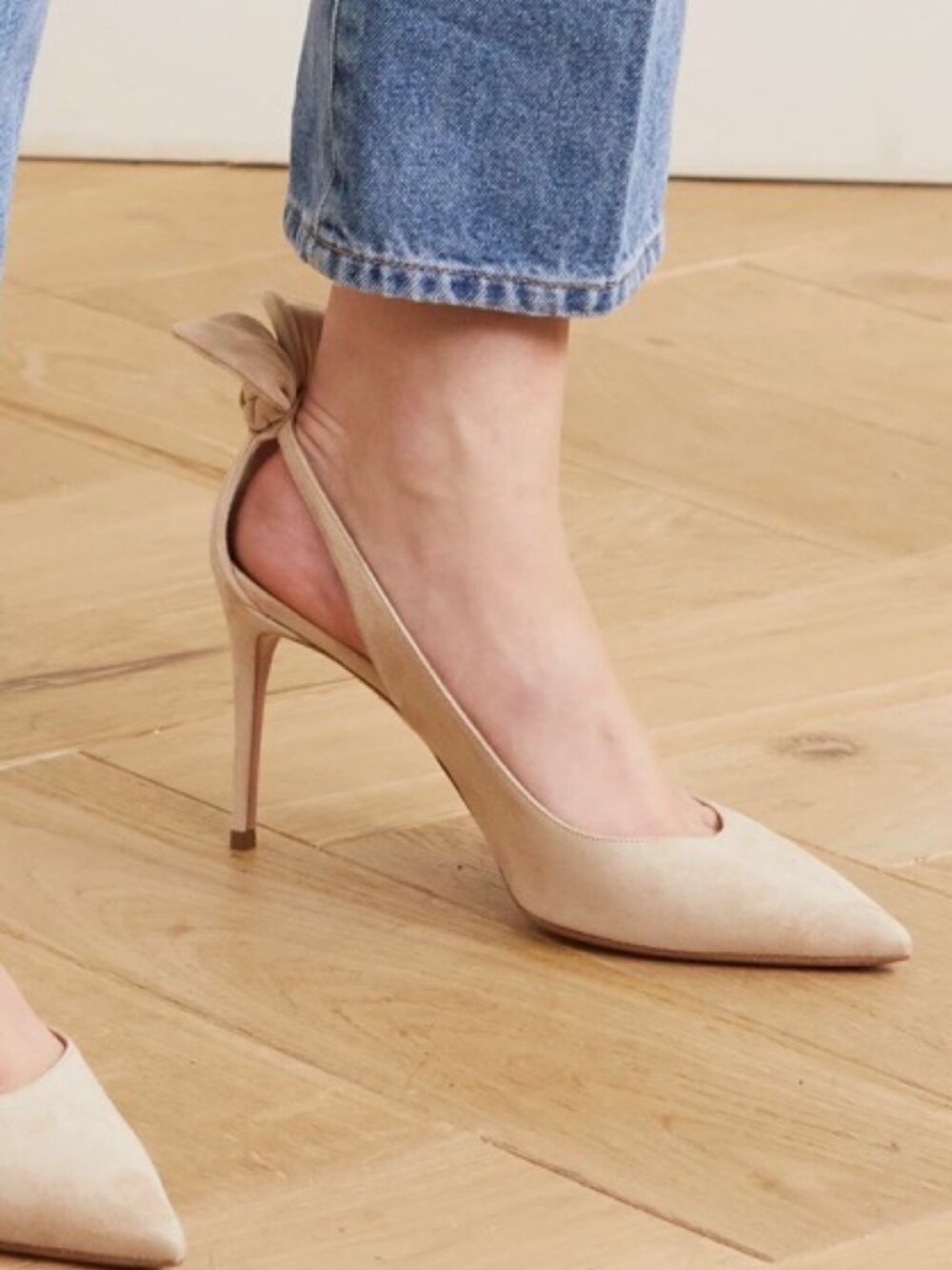 Aquazzura Women's Beige Bow Tie Pump 85 - Picture 2 of 12